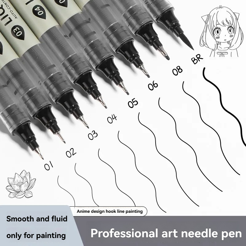 Correction Pen Fine - 12-pack zwarte fineliner tekenpennen, multi-tip fijne