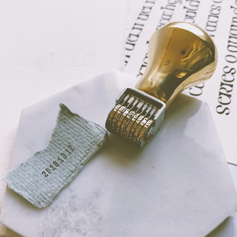 Rubber Date Stamp - Retro Roller Datum Stempel Koperen Metalen