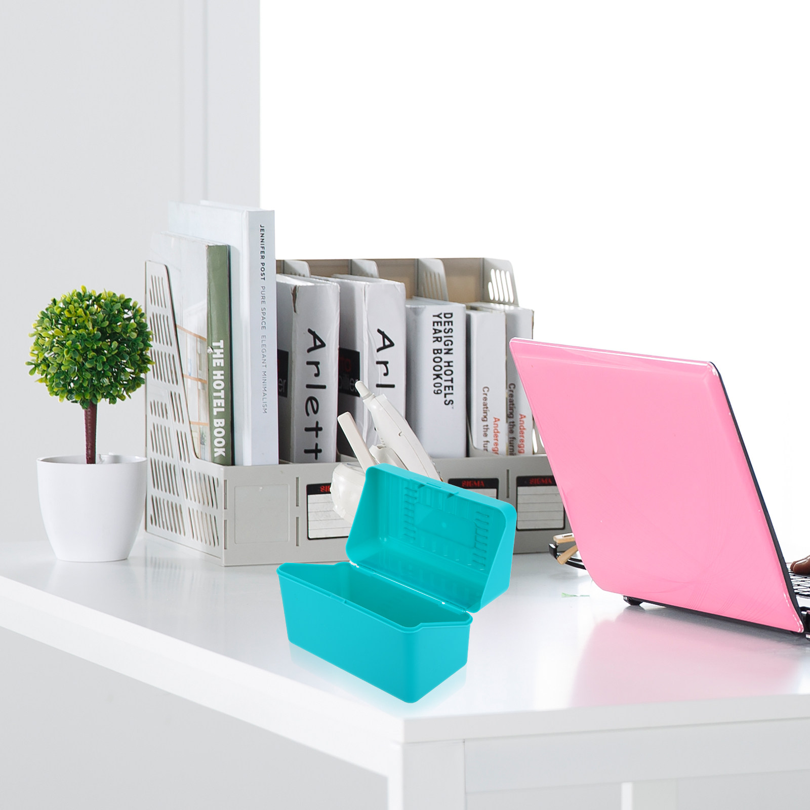Index Card Holder - 4-delige indexkaart opbergdoos van dik, stevig
