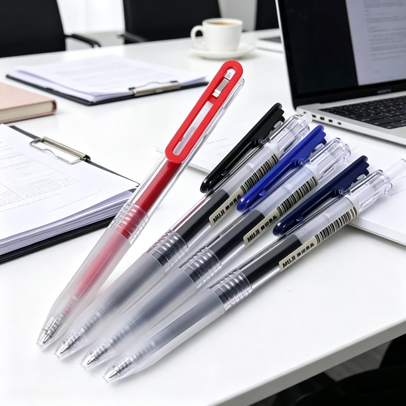 Muji Stationery Gel Pen - 0,5 mm intrekbare MUJI-gelpennen, zwarte/blauwe/rode/donkerblauwe inkt,
