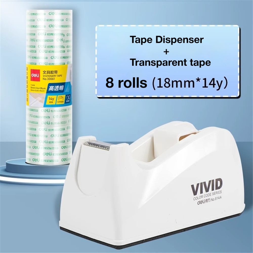 Tape Dispenser Weighted - 1-pack bureaubladtape-dispenser met 8 navulrollen, verzwaarde