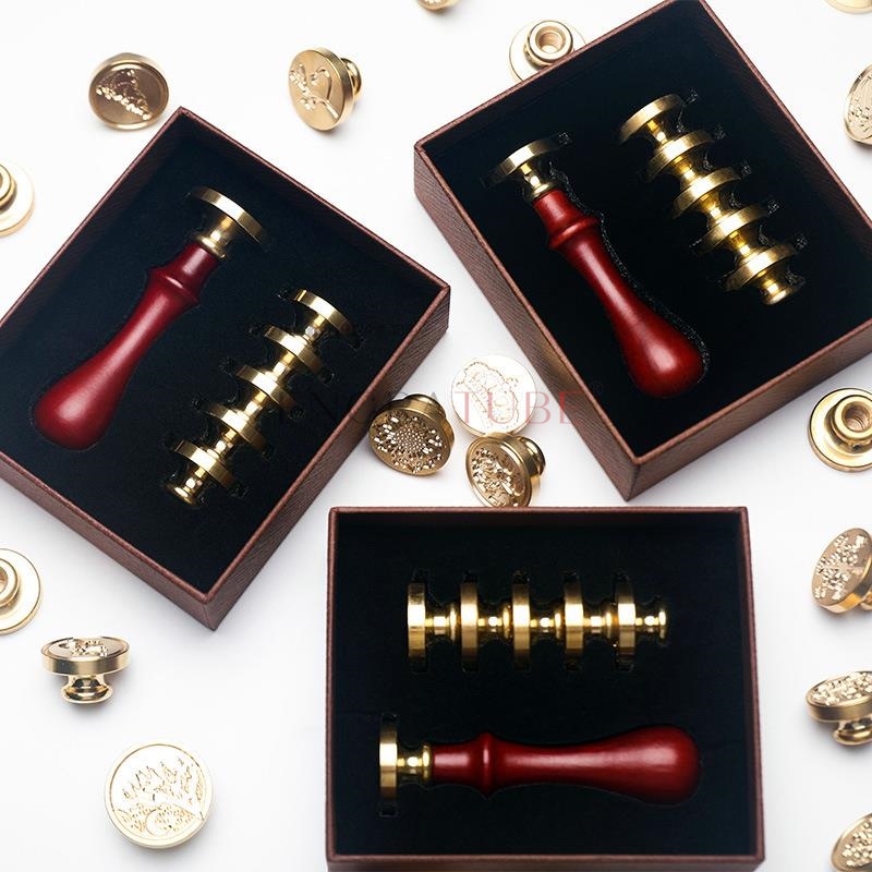 6 koperen lakzegel stempelhoof - Wax Seal Stamp Set recensie en prijs