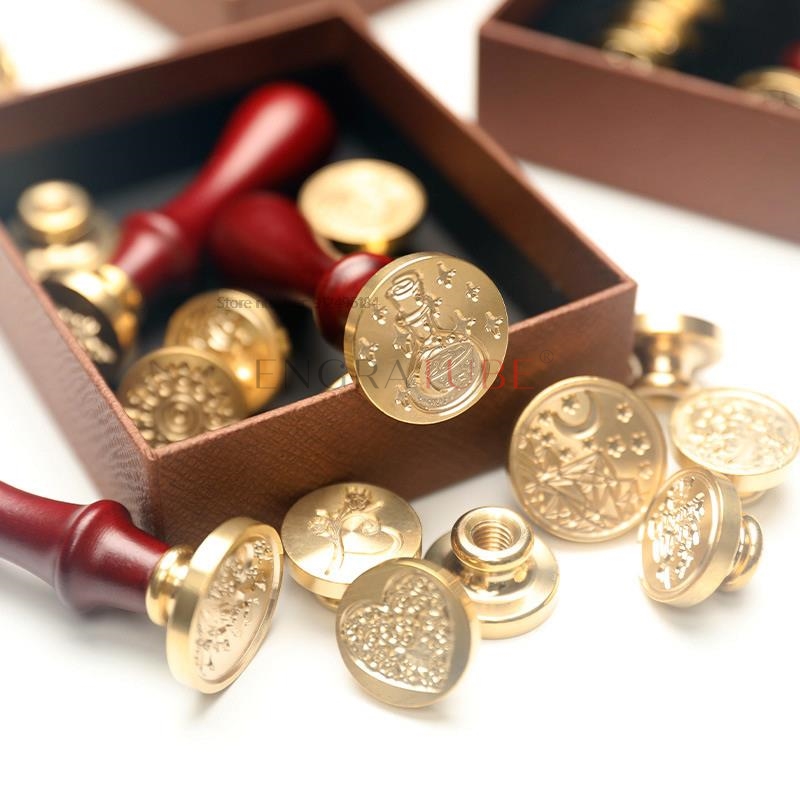 6 koperen lakzegel stempelhoof - Wax Seal Stamp Set recensie en prijs